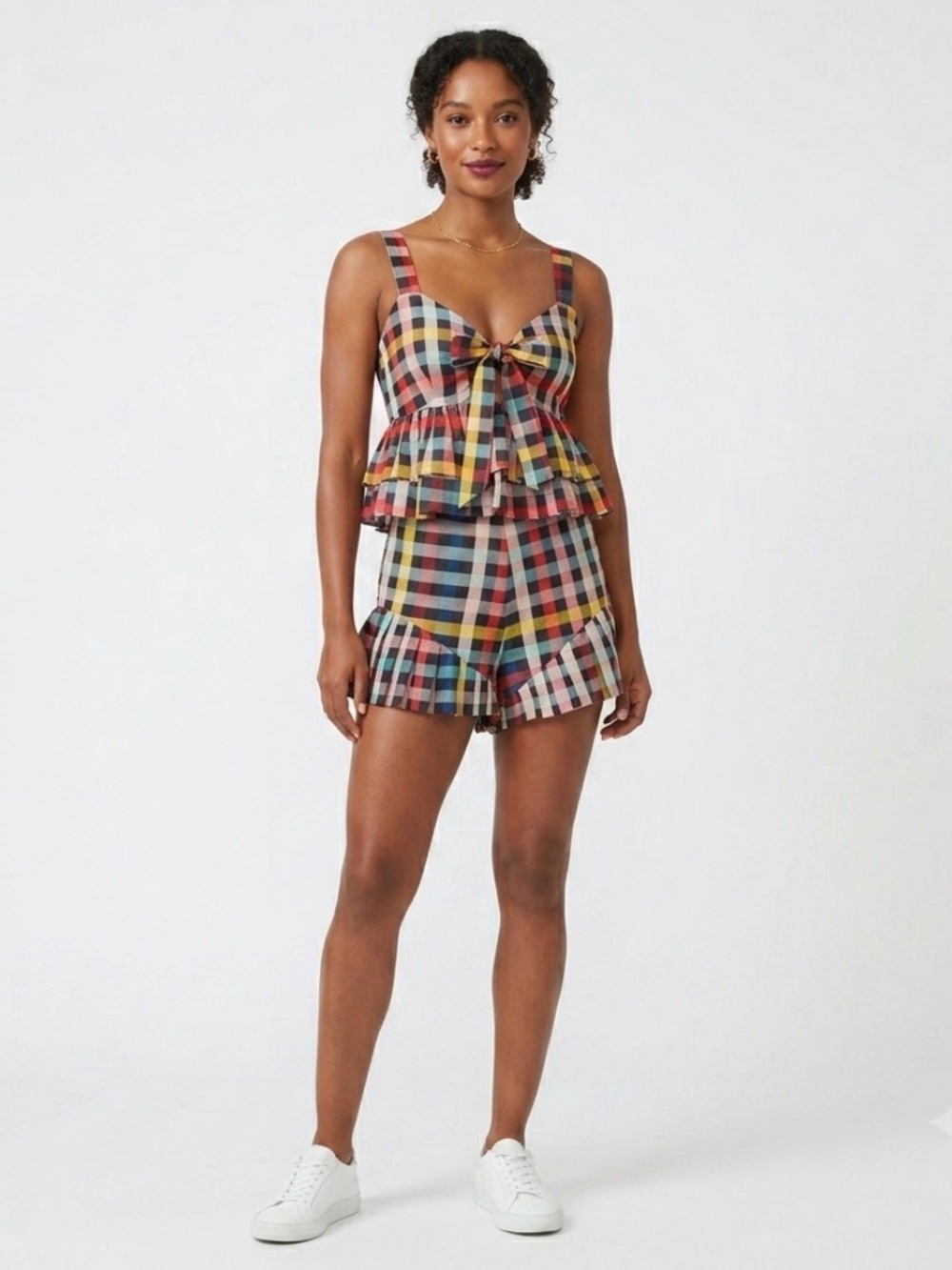 Carolina K Linen-Blend Ruffle Tie Top & Short set S